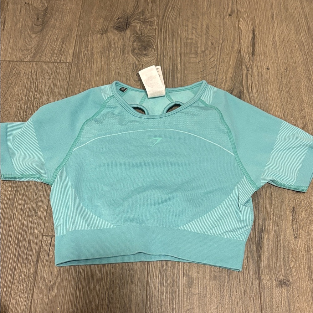 Teal Short Sleeve Crop Top